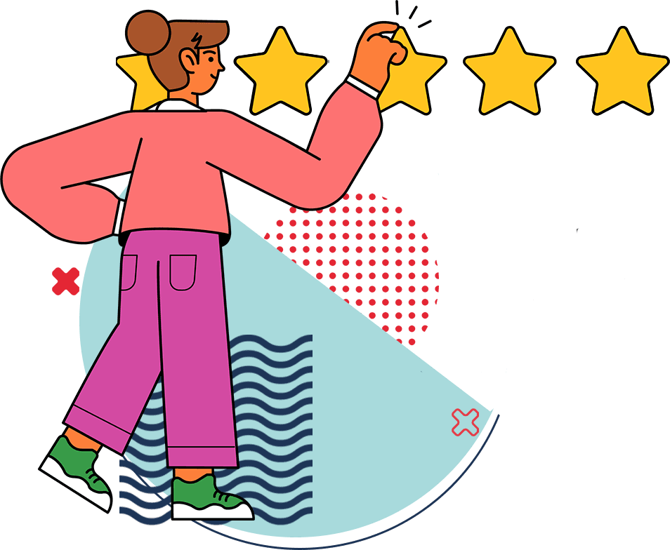 vector image of a girl reviewing